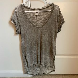Free People Army Green V-neck Tee